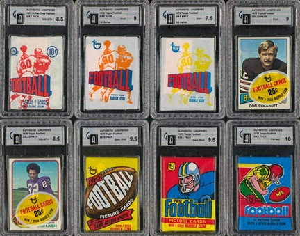 1961-1986 Topps, Nu-Cards and O-Pee-Chee Football Unopened Packs GAI-Graded Collection (22)